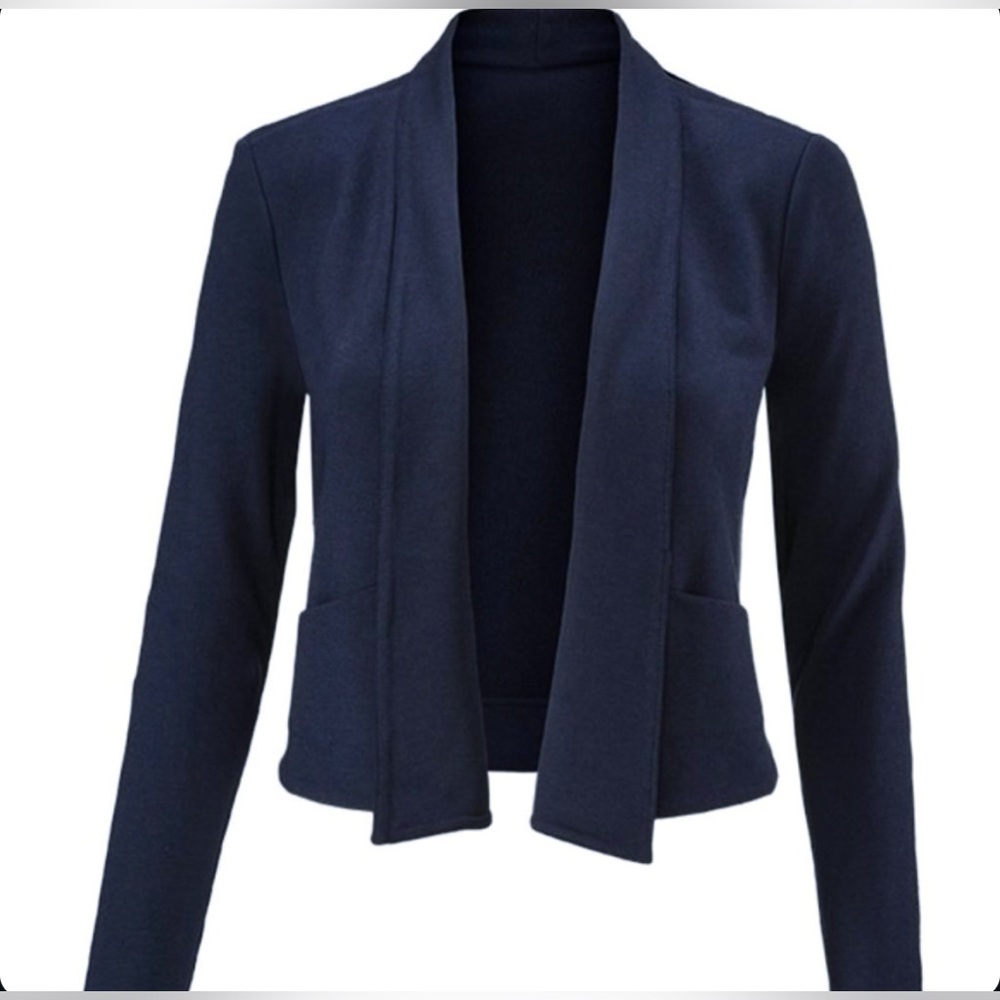 Cabi Navy Cropped Knit Open Front Blazer Jacket | Style 5153 | Small - Picture 3 of 9